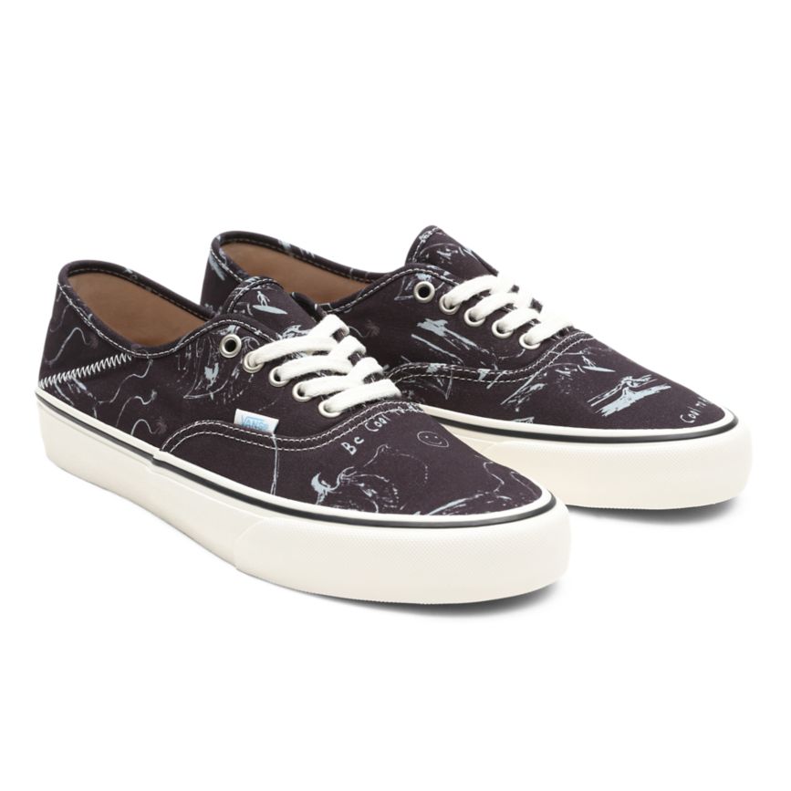 Vans X Chris Johanson Authentic SF Dam Svarta/Vita - Vans Surf Skor Outlet (KGTXC2831)